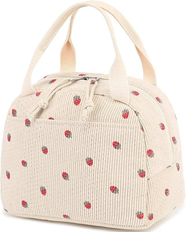BLUBOON Corduroy Reusable Insulated strawberry